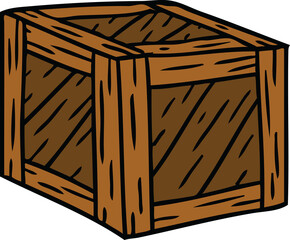 cartoon doodle of a wooden crate