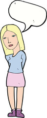 cartoon woman waiting with speech bubble
