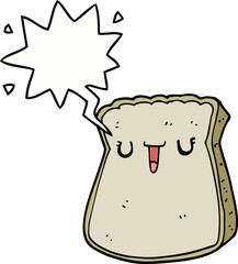cartoon slice of bread and speech bubble