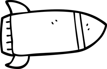 line drawing cartoon red rocket