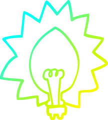 cold gradient line drawing cartoon light bulb