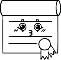 line drawing cartoon certificate