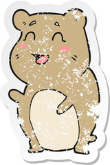 retro distressed sticker of a cartoon cute hamster