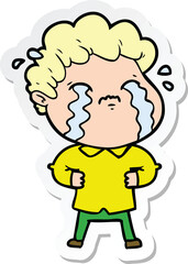 sticker of a cartoon man crying