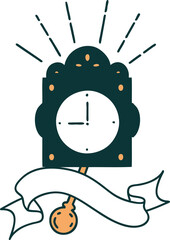 banner with tattoo style ticking clock