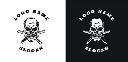 Skull Barber Graphic Logo Design