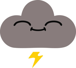 flat color retro cartoon storm cloud