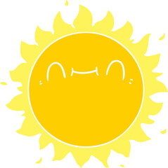 happy flat color style cartoon sun