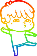 rainbow gradient line drawing cartoon curious man