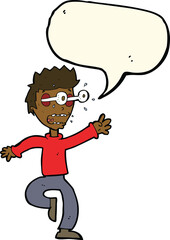 cartoon terrified man with eyes popping out with thought bubble