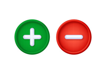 Fototapeta premium 3D Plus and minuse icon isolated on white background. Trendy and modern vector in 3d style.