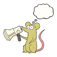 thought bubble cartoon mouse with megaphone