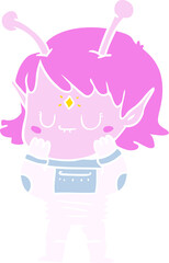 flat color style cartoon alien girl