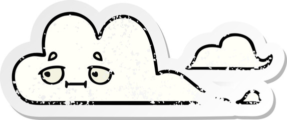 distressed sticker of a cute cartoon white cloud