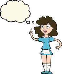 cartoon worried maid with thought bubble