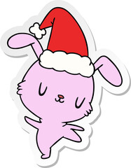christmas sticker cartoon of kawaii rabbit