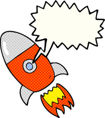 comic book speech bubble cartoon flying rocket