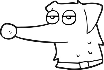 black and white cartoon dog with collar