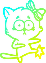 cold gradient line drawing cartoon cat