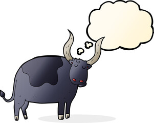 cartoon ox with thought bubble