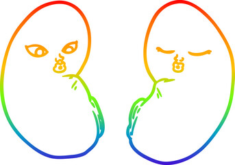 rainbow gradient line drawing cartoon kidneys