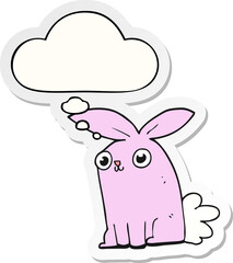 cartoon bunny rabbit and thought bubble as a printed sticker