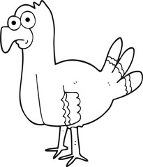 black and white cartoon bird