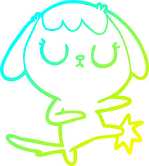 cold gradient line drawing cute cartoon dog