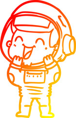 warm gradient line drawing happy cartoon astronaut