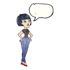 speech bubble textured cartoon woman