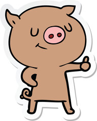 sticker of a happy cartoon pig