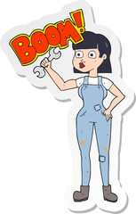 sticker of a cartoon mechanic woman