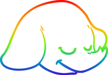 rainbow gradient line drawing cartoon elephant face