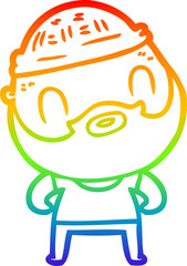 rainbow gradient line drawing cartoon bearded man