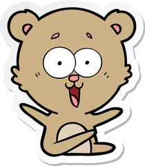 sticker of a laughing teddy  bear cartoon