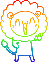 rainbow gradient line drawing happy cartoon lion
