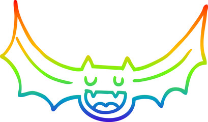rainbow gradient line drawing cartoon bat