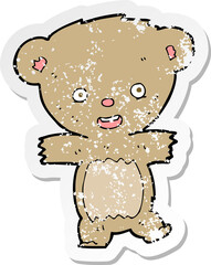 retro distressed sticker of a cartoon teddy bear