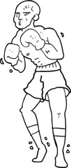 black and white cartoon boxer