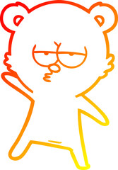 warm gradient line drawing bored bear cartoon