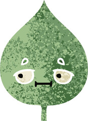 retro illustration style cartoon expressional leaf