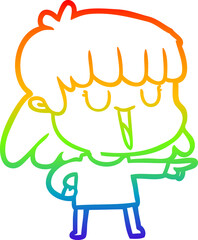 rainbow gradient line drawing cartoon woman