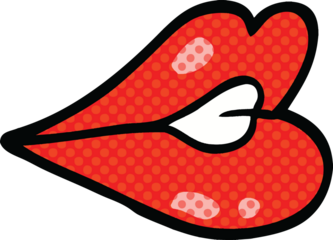 comic book style cartoon pouting lips