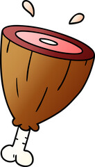 gradient cartoon doodle of a joint of ham