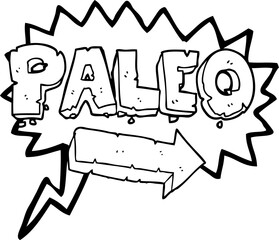 speech bubble cartoon paleo diet pointing arrow