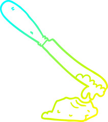cold gradient line drawing cartoon knife spreading butter