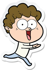 sticker of a excited man cartoon