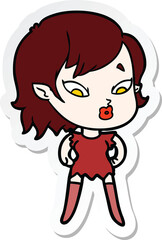 sticker of a cute cartoon vampire girl