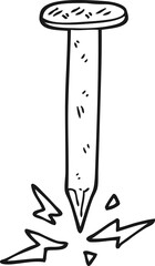black and white cartoon struck nail