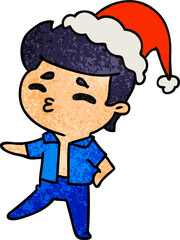 christmas textured cartoon of kawaii boy